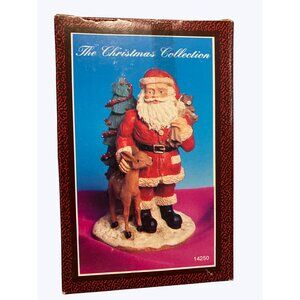 Youngs Christmas Santa Figurine With Deer and Tree